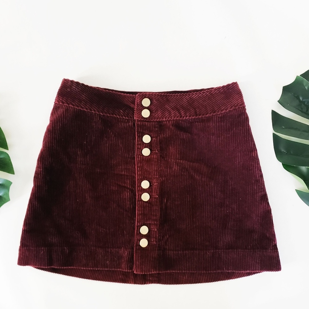 A+F Corduroy Button Front Skirt